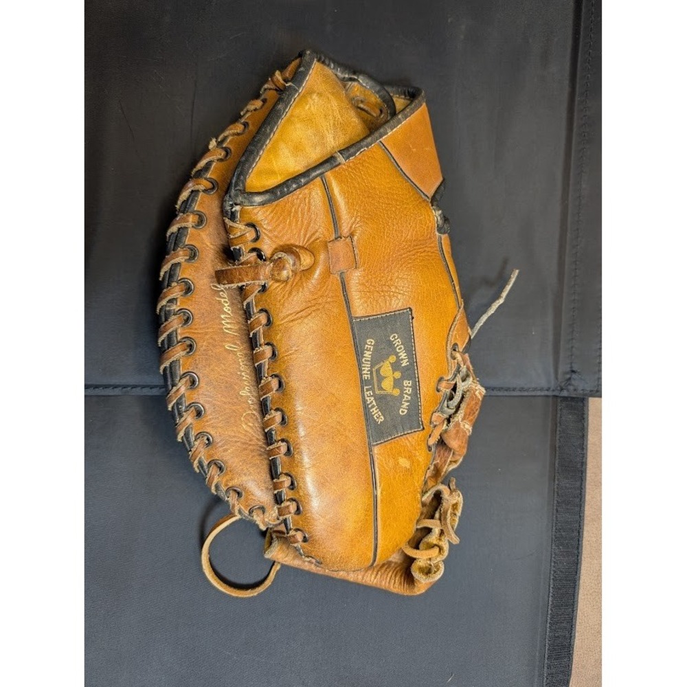 Crown Brand First Baseman Mitt Mens Brown Fair Vintage Leather‎ Baseball Glove